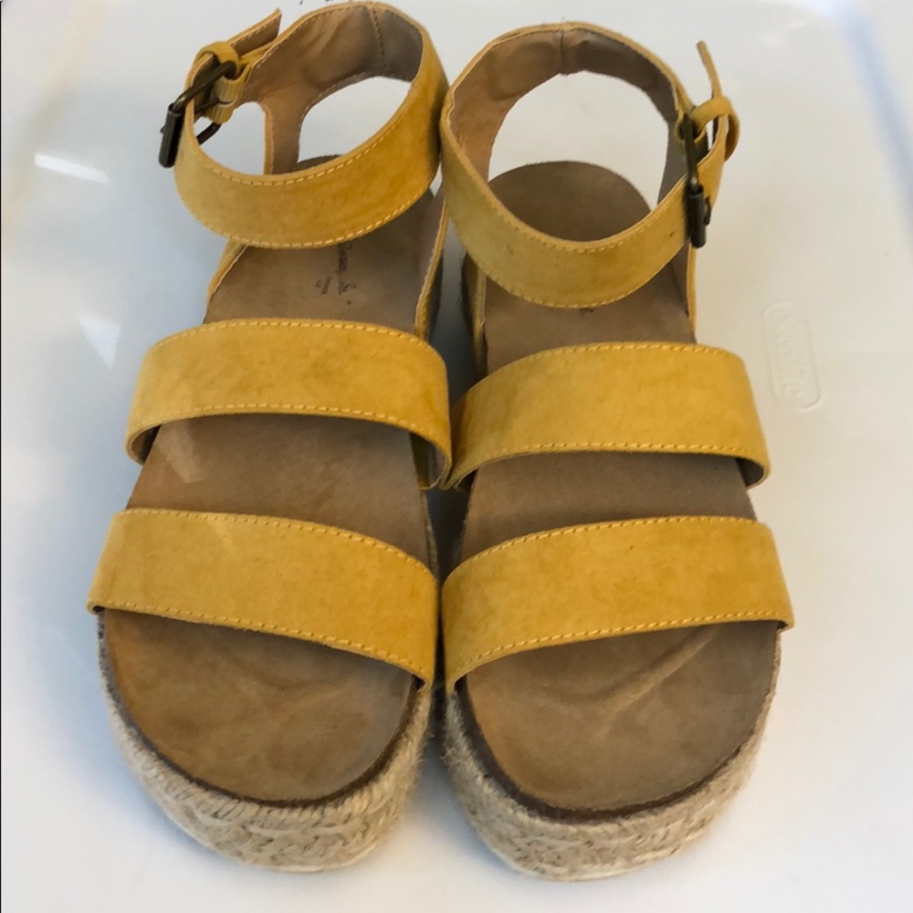Yellow platform espadrilles